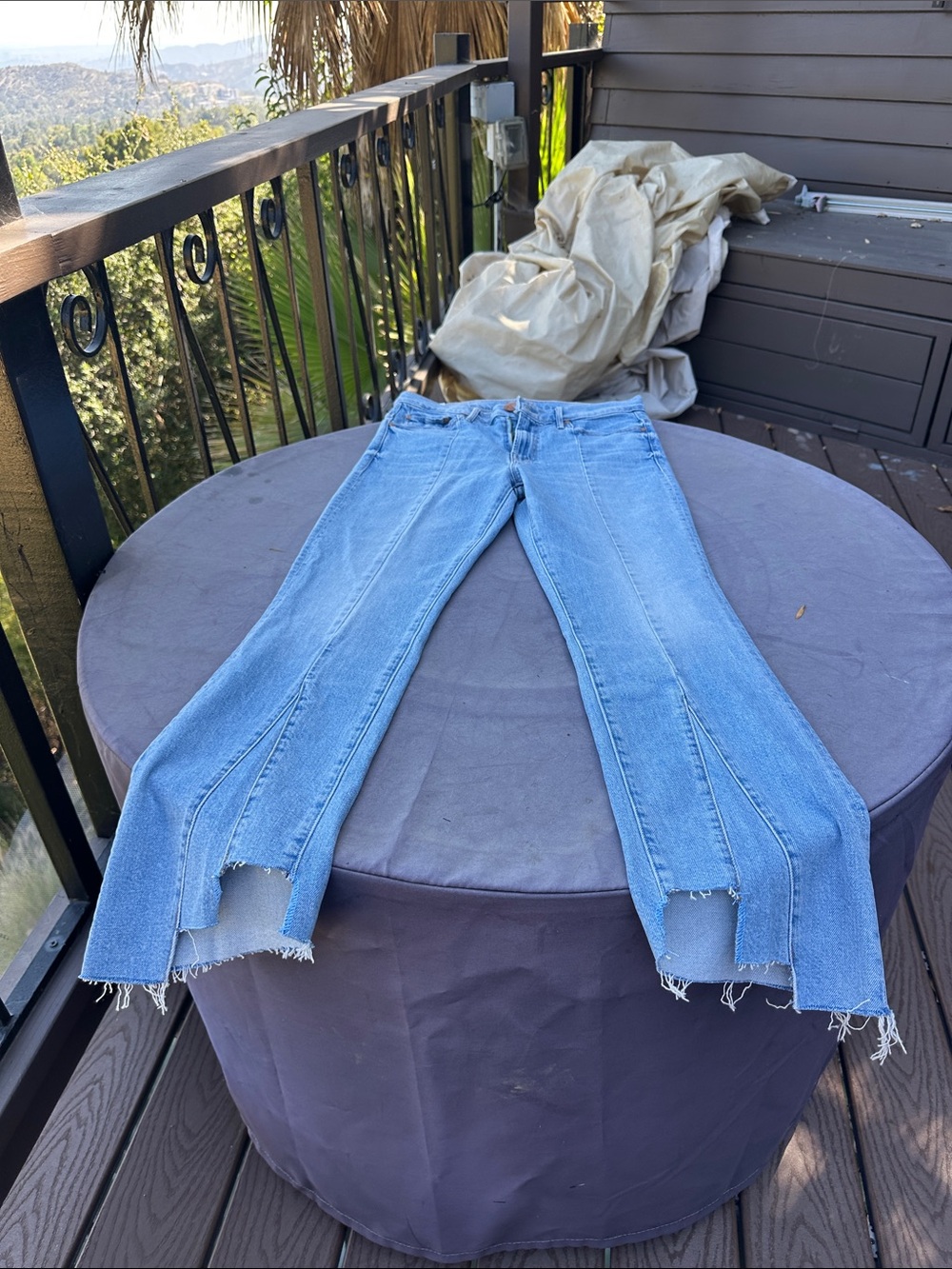 MOTHER Light Blue Split-Hem Wide Leg Jeans
